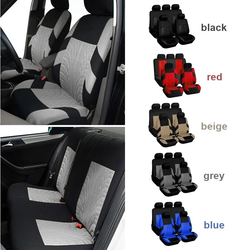 Tire embossed car seat cover, universal fabric car SUV van interior cover, waterproof and stain resistant