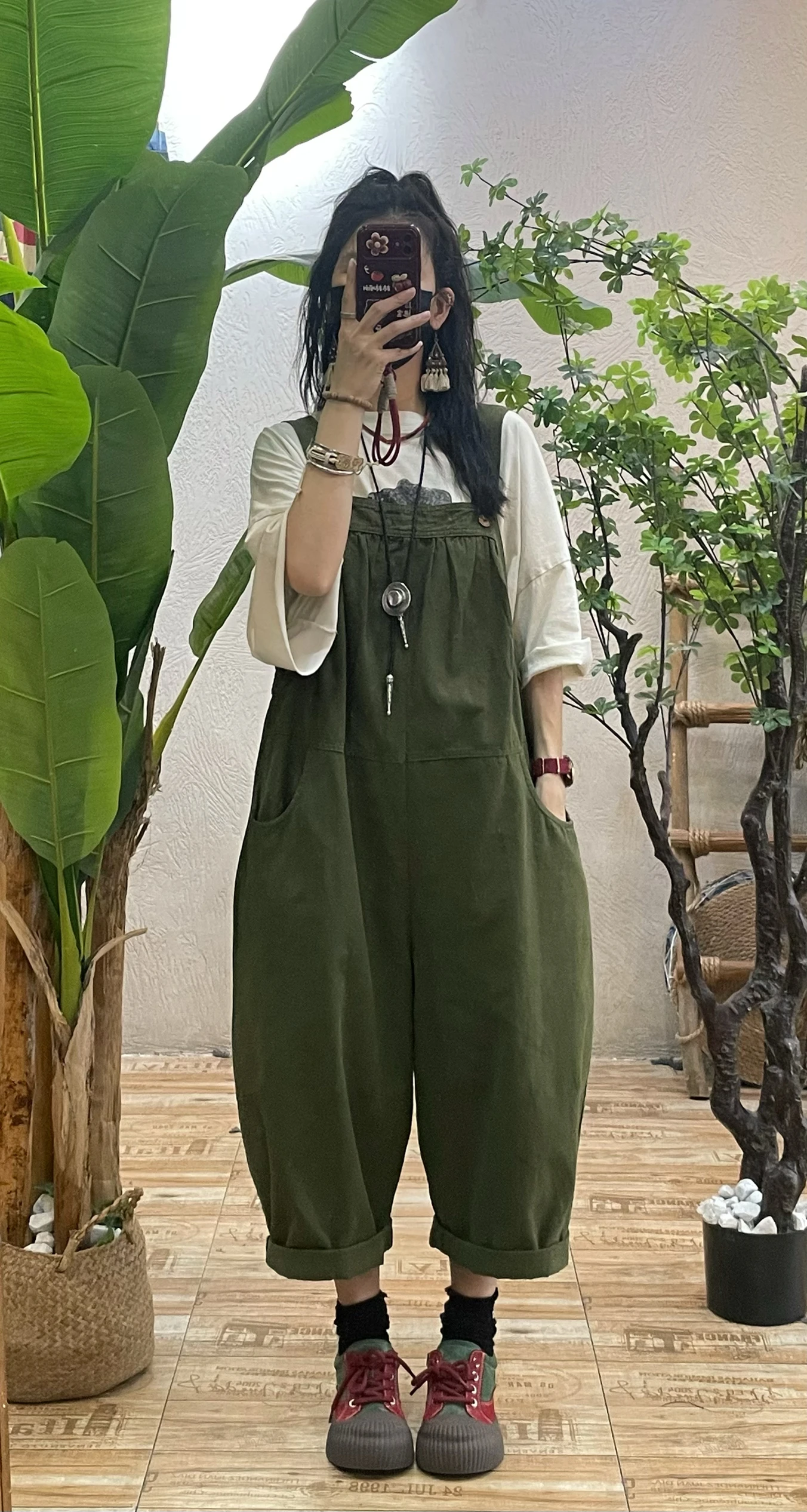 레트로 페이드 데님 오버롤 여성용 루즈 슬림 캐주얼 하란 팬츠 하이웨이스트 스트레이트 레그 코튼 블렌드 2025년 봄