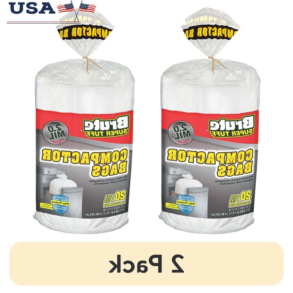 

2 Pack Heavy Duty 20 Gallon Trash Bags Odor Control Fresh Scent Twist Tie Closure Large Compactor Bags Durable Cleanup