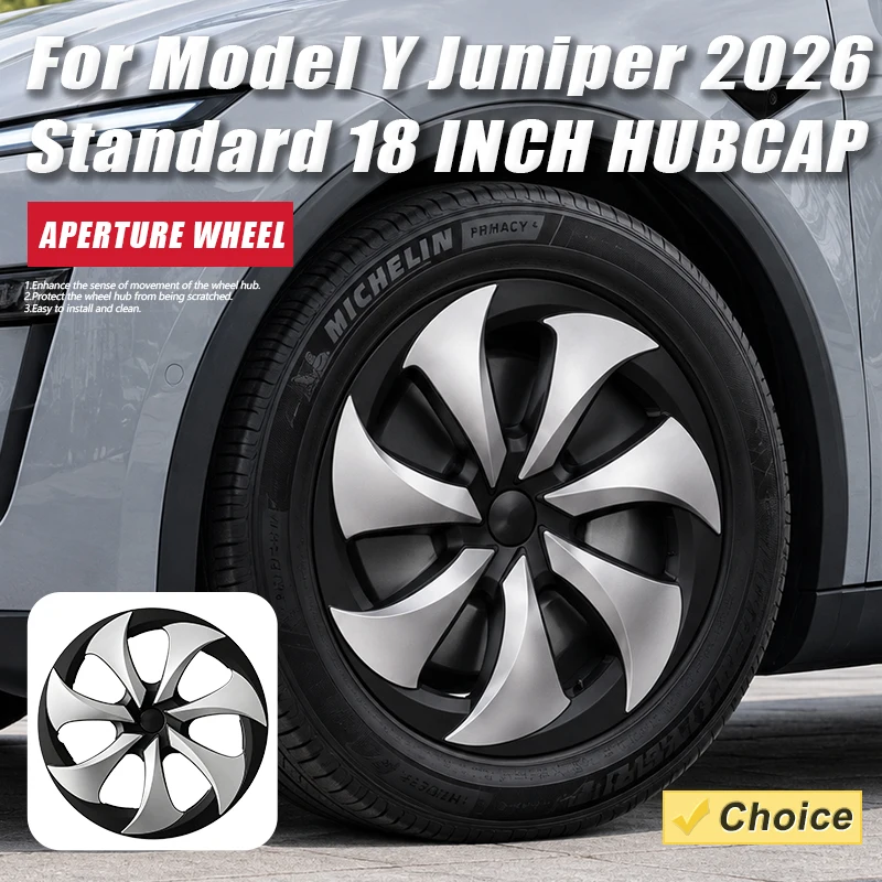 For Tesla Model Y Juniper Standard 2026 4PCS 18 Inch Performance Full Rim Aperture Wheel Cover Hub Caps Replacement Accessories