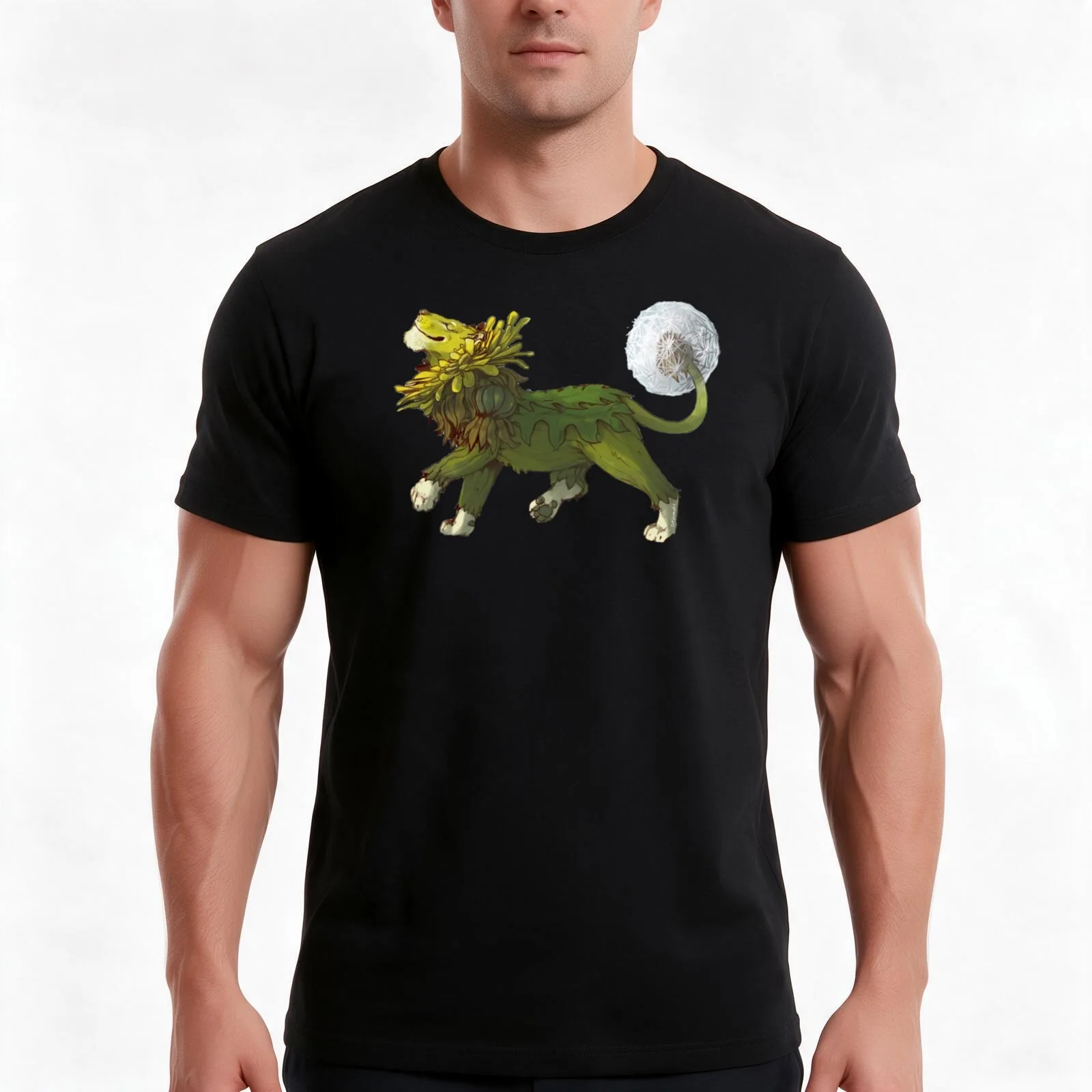 A dandy lion dandelion T-Shirt, Summer Casual Cotton Tee, Oversized Streetwear Tops, Vintage Graphic Print, Unisex Men Women