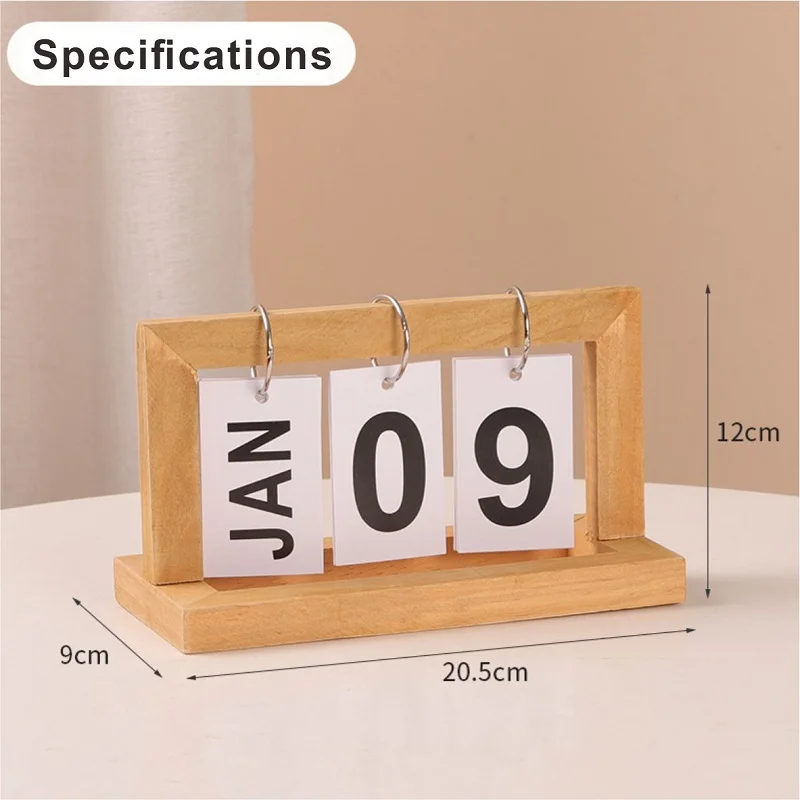 Wooden Flip Calendar Desktop Schedule Ornament Permanent Calendar Office Decoration Perpetual Calendar Desktop Display Planner