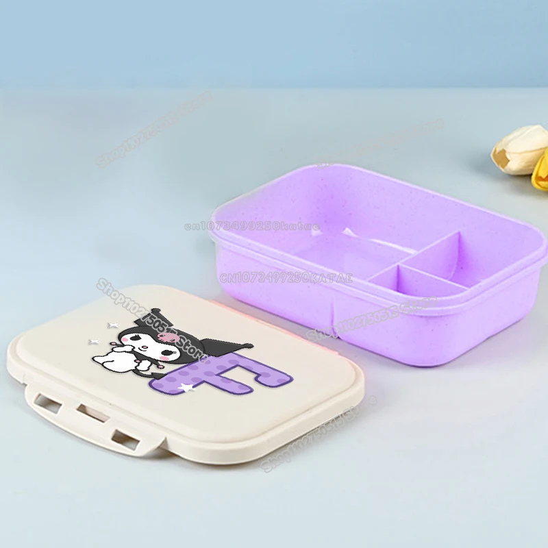 Kuromi Letter A-Z Kinderen Lunchbox Draagbare Student Bento Boxen met Vork Lepel Cartoon Outdoor Picknick Voedsel Fruitcontainer