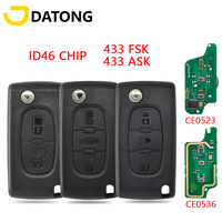 Datong World CE0523 PCF7941 CE0536 PCF7961 433ASK/FSK Car Remote Key For Peugeot 307 308 2009 408 407 207 2007 SW Citroen C2 C3