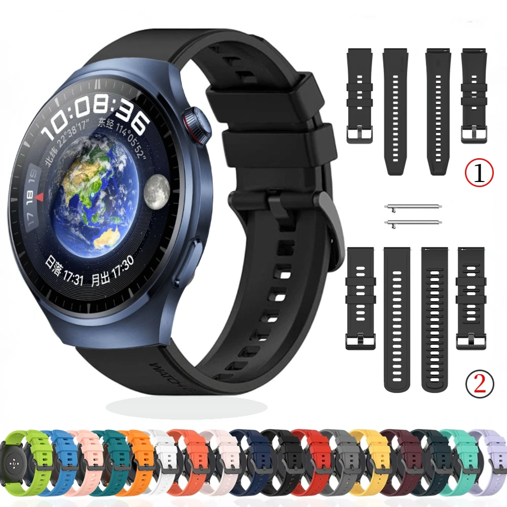 22mm 20mm Silicone Strap for Huawei Watch 4 Pro GT3-2e/Amazfit GTR 4/GTS4 Bracelet Samsung Galaxy Watch 6/5/4/3 Gear S3/Active 2