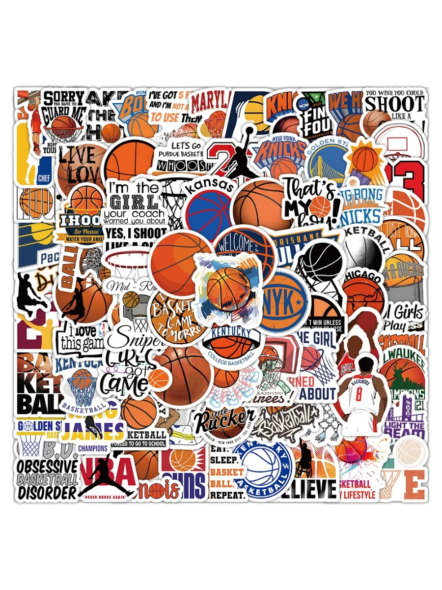 100 New Basketball Stickers Personalized Creative Mobile Phone Skateboard Refrigerator Cabinet Decorative Stickers