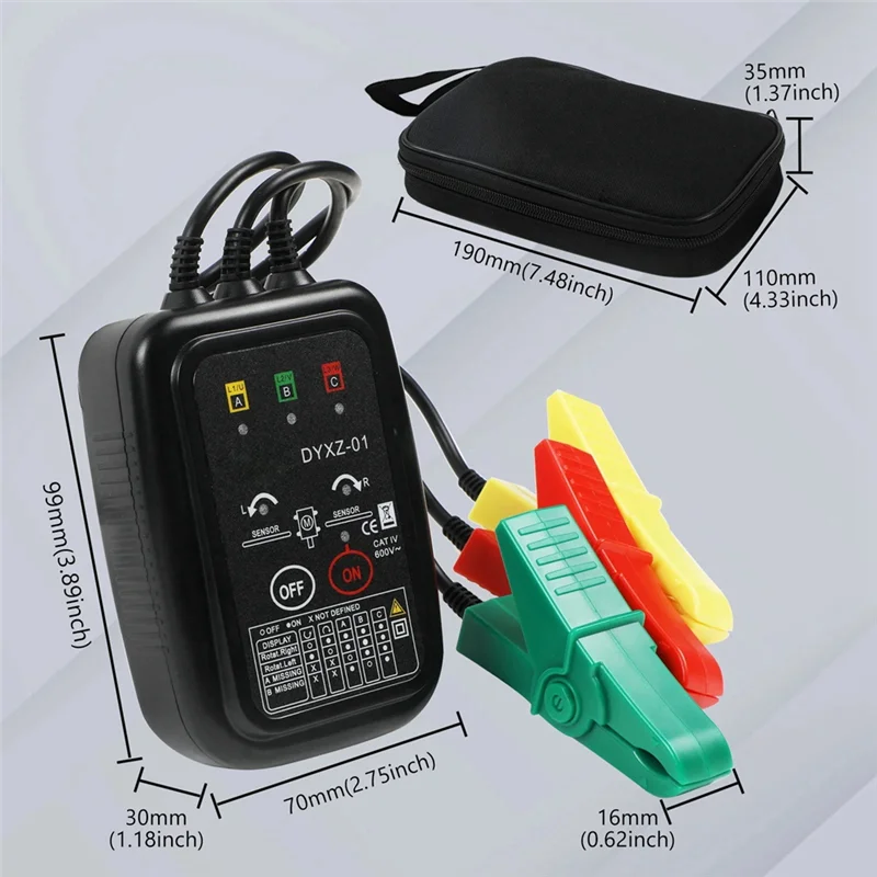 ABWZ-ใหม่ DYXZ-01 ตัวบ่งชี้แรงดันไฟฟ้า/Non-Contact Phase Sequenceเครื่องตรวจจับเครื่องตรวจจับจอแสดงผลLED 3 เฟสTester