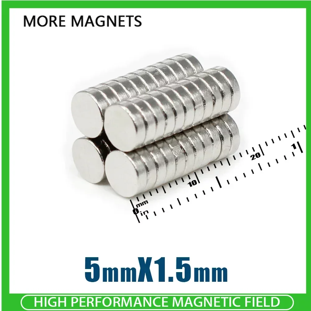 

100/200/500/1000PCS 5x1.5mm Mini Disc Super Strong Search Magnet Small Round Neodymium Magnets N35 Fridge Magnetic Sheet