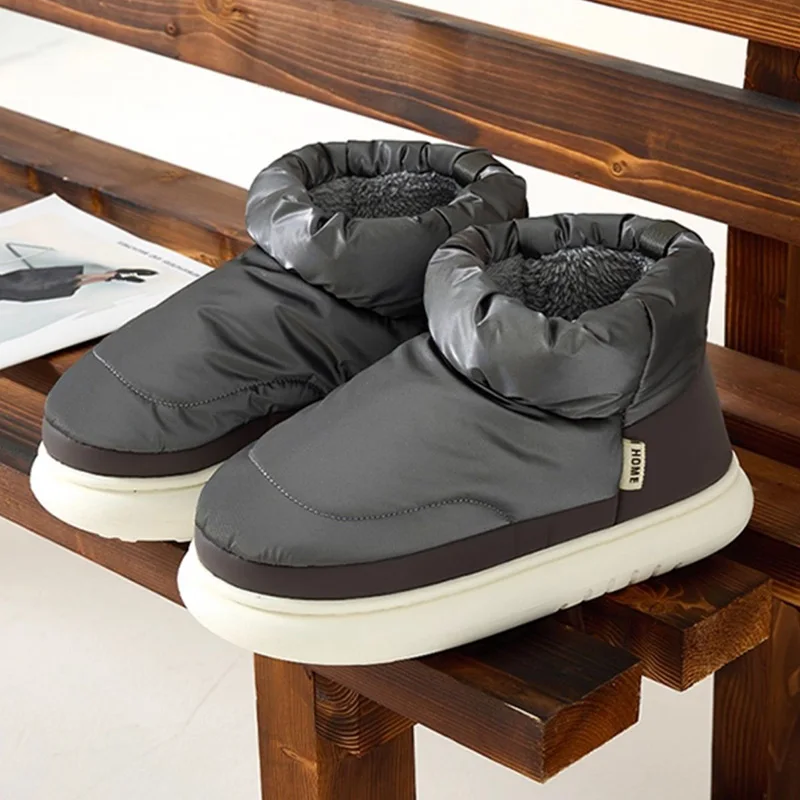 

Waterproof Down Fabric Non Slip Snow Boots Women 2025 Winter Warm Plush Thick Bottom Ankle Boots Woman's Cotton Short Booties