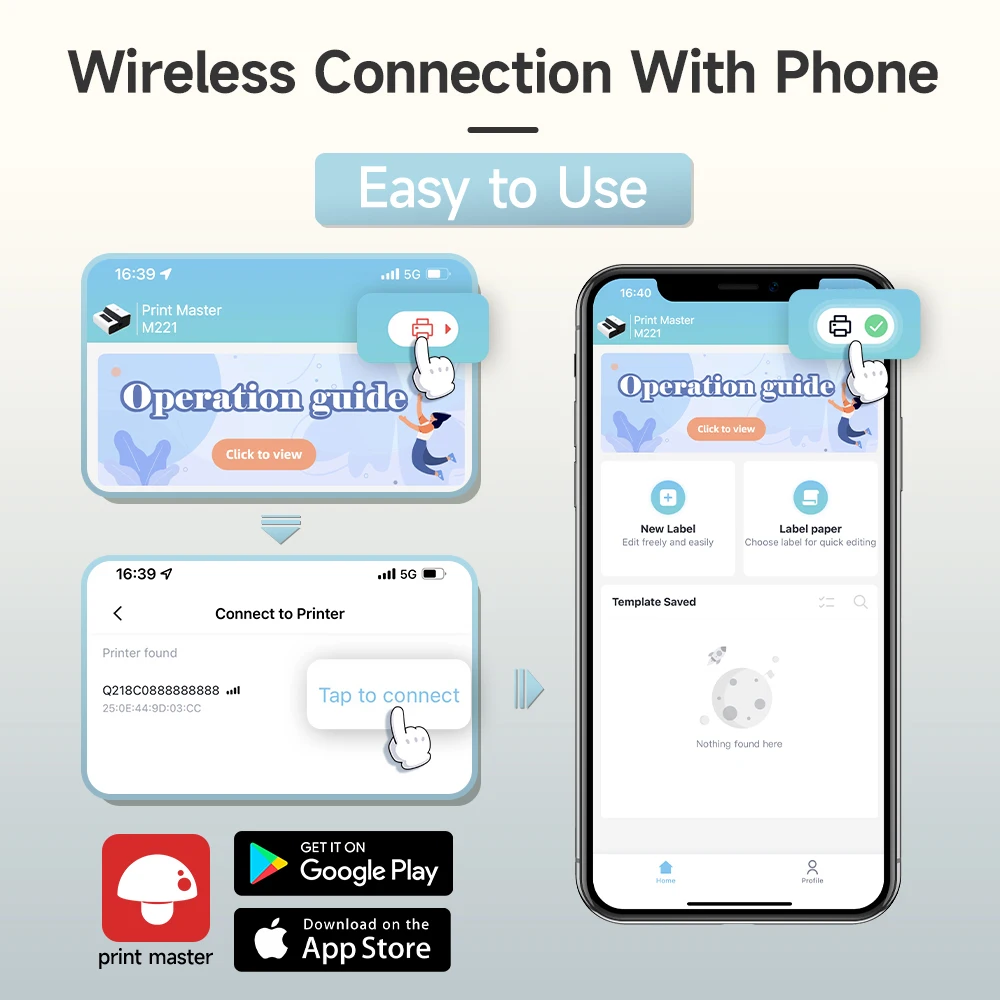 Phomemo Thermische Label Maker M200 Foto Grote Sticker Printer Commerciële Label Qr Code,Barcode Labeler Machine Papier Breedte: 20-75Mm