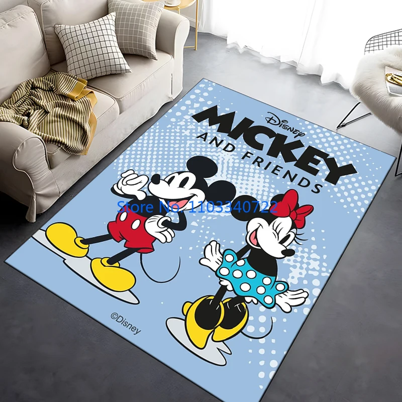 Anime Cute Moon Mickey Love Minnie Mouse Rug Carpet Decor for Living Room Children Bedroom Sofa Doormat Bathroom Kids Floor Mat