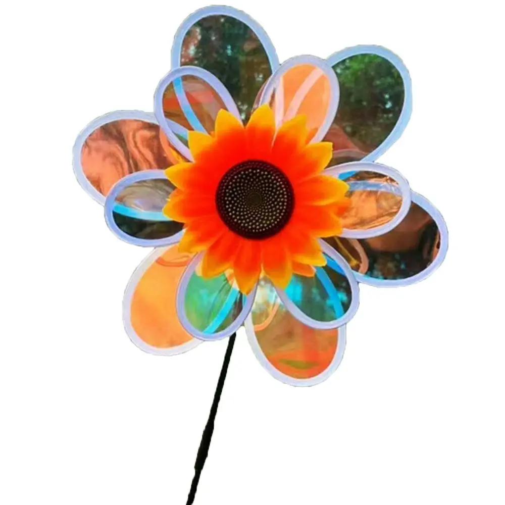 Multistyles Sunflower Windmill Diameter 27~38cm Double Layer Laser Dazzling Rotating Sunflower PVC