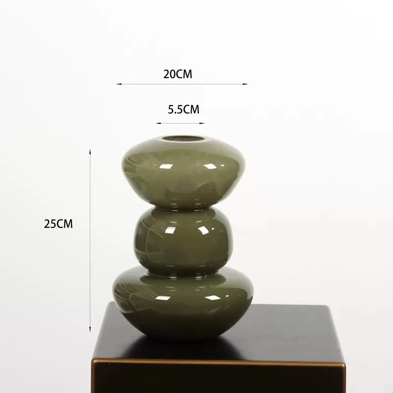Green Gourd Medieval Glass Vase Art Dining Table Flower Arrangement Decoration Living Room Ornament Flower Vases Flower Ware