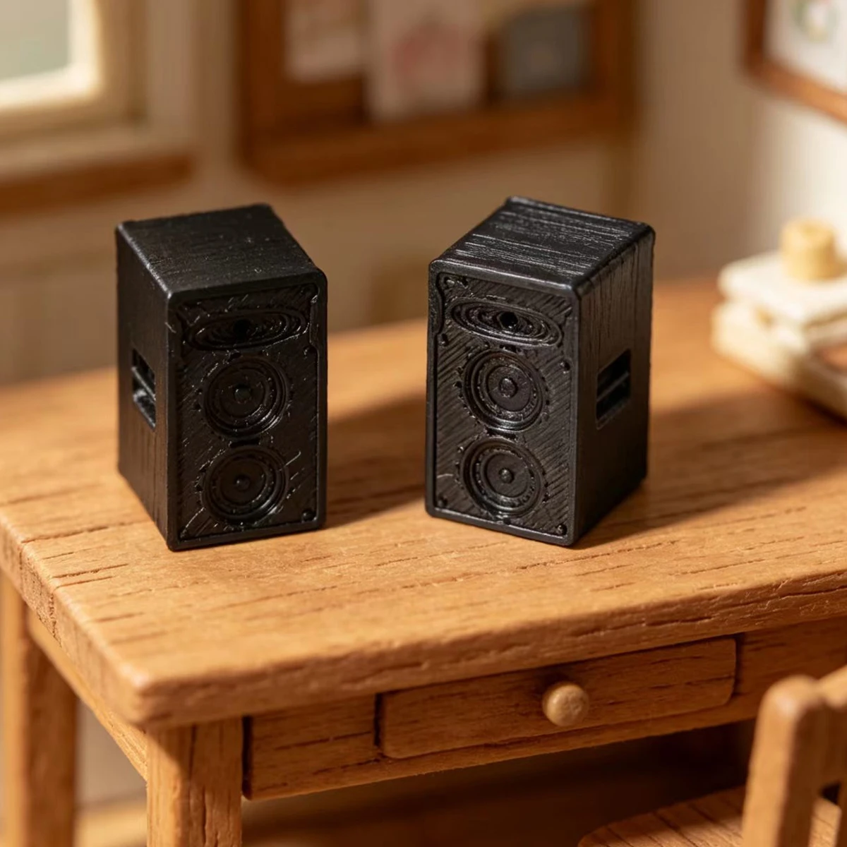 2PCS Dollhouse Mini Speakers Miniature Audio Equipment Model DIY Doll House Living Room Desktop Decoration