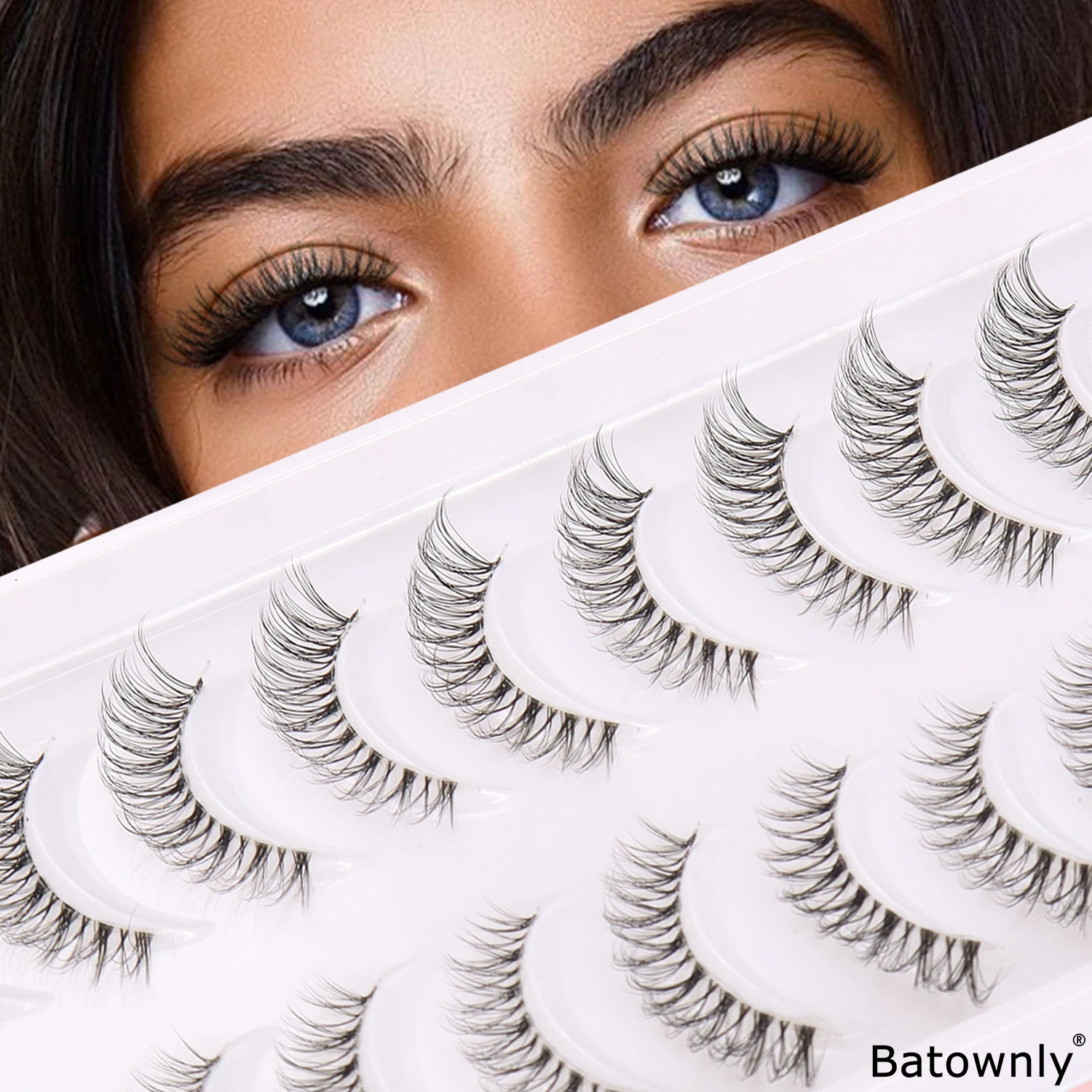 10 Paar natürliche D-Locken-transparente künstliche Wimpern im Cross-Stil eignen sich für Dating/Arbeit/Meetings