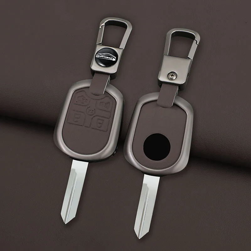 

Zinc Metal Leather Car Key Case Shell For Ford Mustang Expedition Edge Explorer Focus Taurus X Escape Accessories Keychain