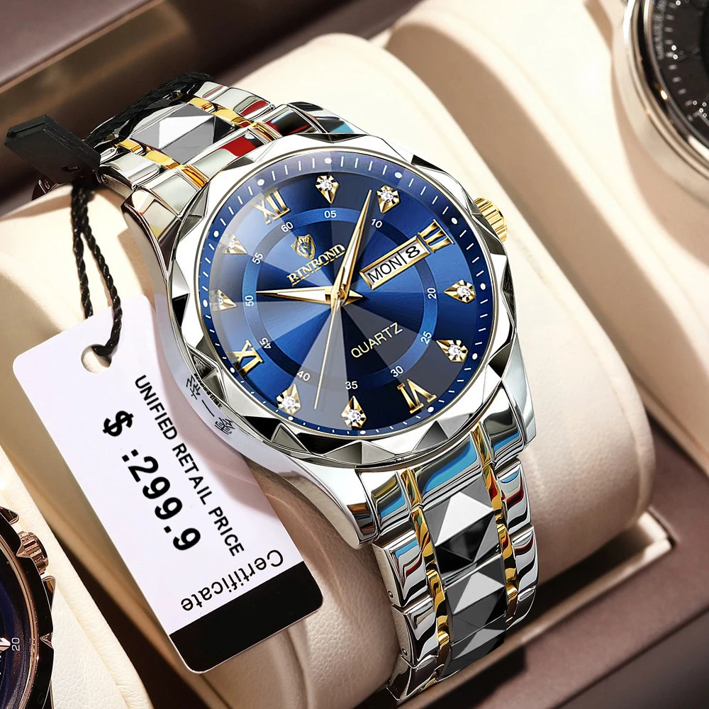 BINBOND Men Quartz Watches Fashion Date Week Top Brand Luxury Male Clock Watch Sport Mens Wrist Watch Hodinky Relogio Masculino