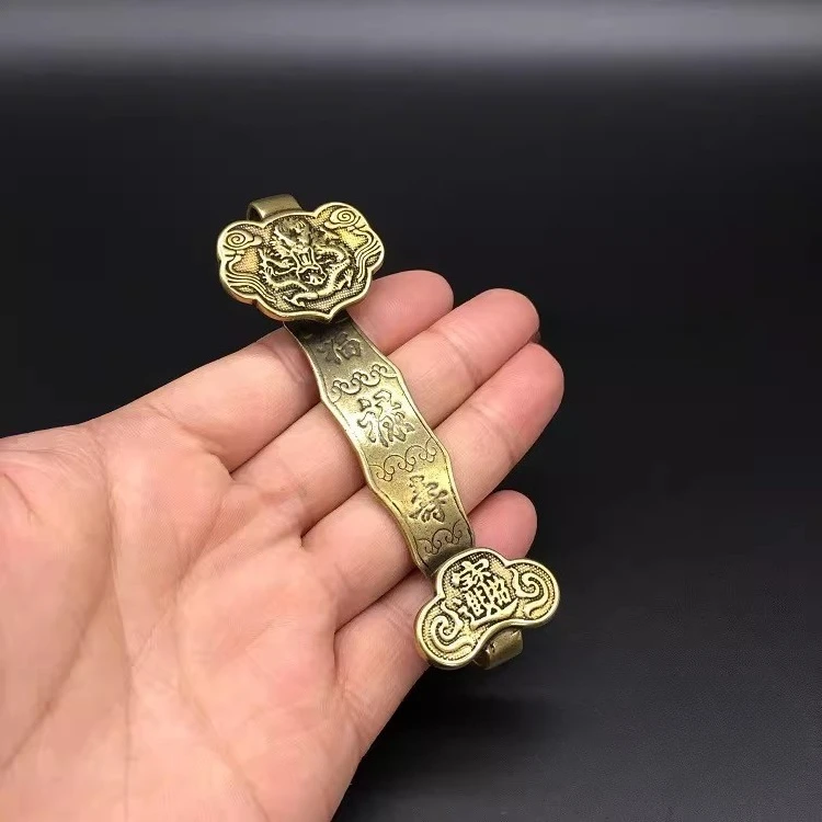 ( Mini ) Delicate Interesting Chinese Old-style Decorative Brass Dragon Pattern “Ruyi” Auspicious Statue