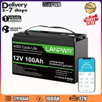 LANPWR 12V100AH Energy Storage Battery with Bluetooth Function IP65 Waterproof LiFePO4 Battery Car Suitable Home Backup Battery