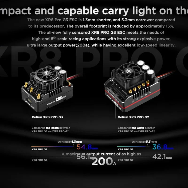 

HobbyWing XERUN XR8 PRO G3 Brushless Induction Electronic Governor Applied to 1/10/8 RC Remote Control Racing Cars