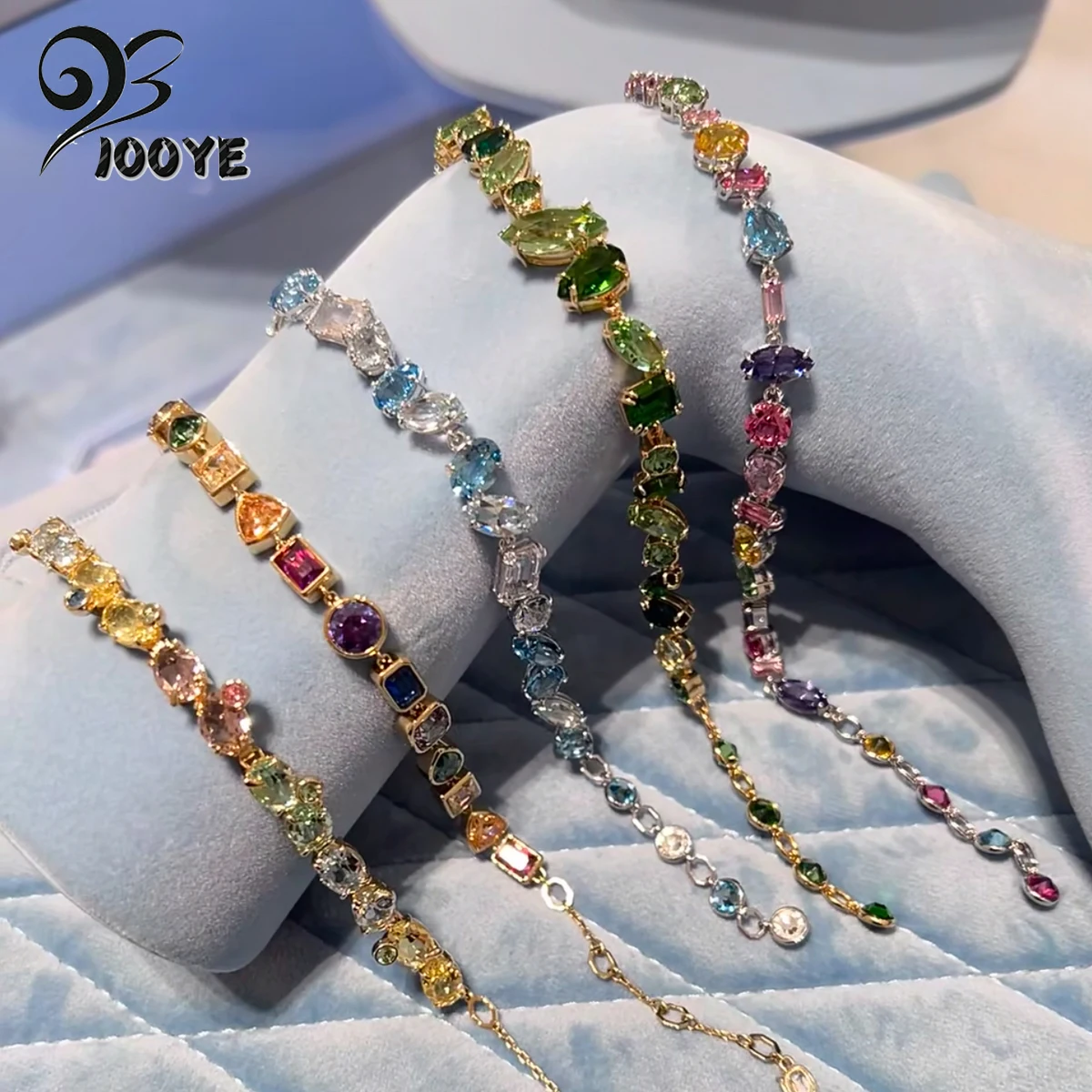 

Original New Trend Bracelets Charm Pink Green Gold Candy Water Drop Crystal Luxury Bracelets for Women Romantic Anniversary Gift