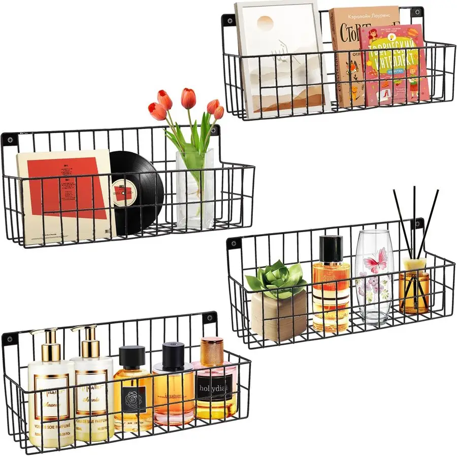 

Set Extra Large Hanging Wall Wire Baskets, Hanging Wall Mount Storage Baskets, Metal Hanging Wire Basket for Organizing and Stor