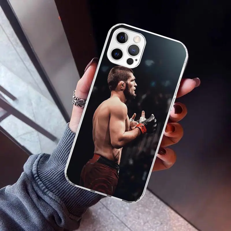 Khabib Nurmagomedov Phone Case For iPhone 16 15 14 13 12 Mini 11 Pro Max Cover 7 Plus X XS XR 8 + SE Silicone Shell Print Fundas