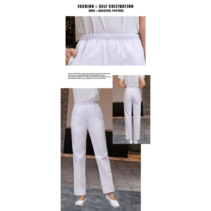 Pantaloni da infermiera Pantaloni medici in vita elastica Donna Dottore Bianco Rosa Blu