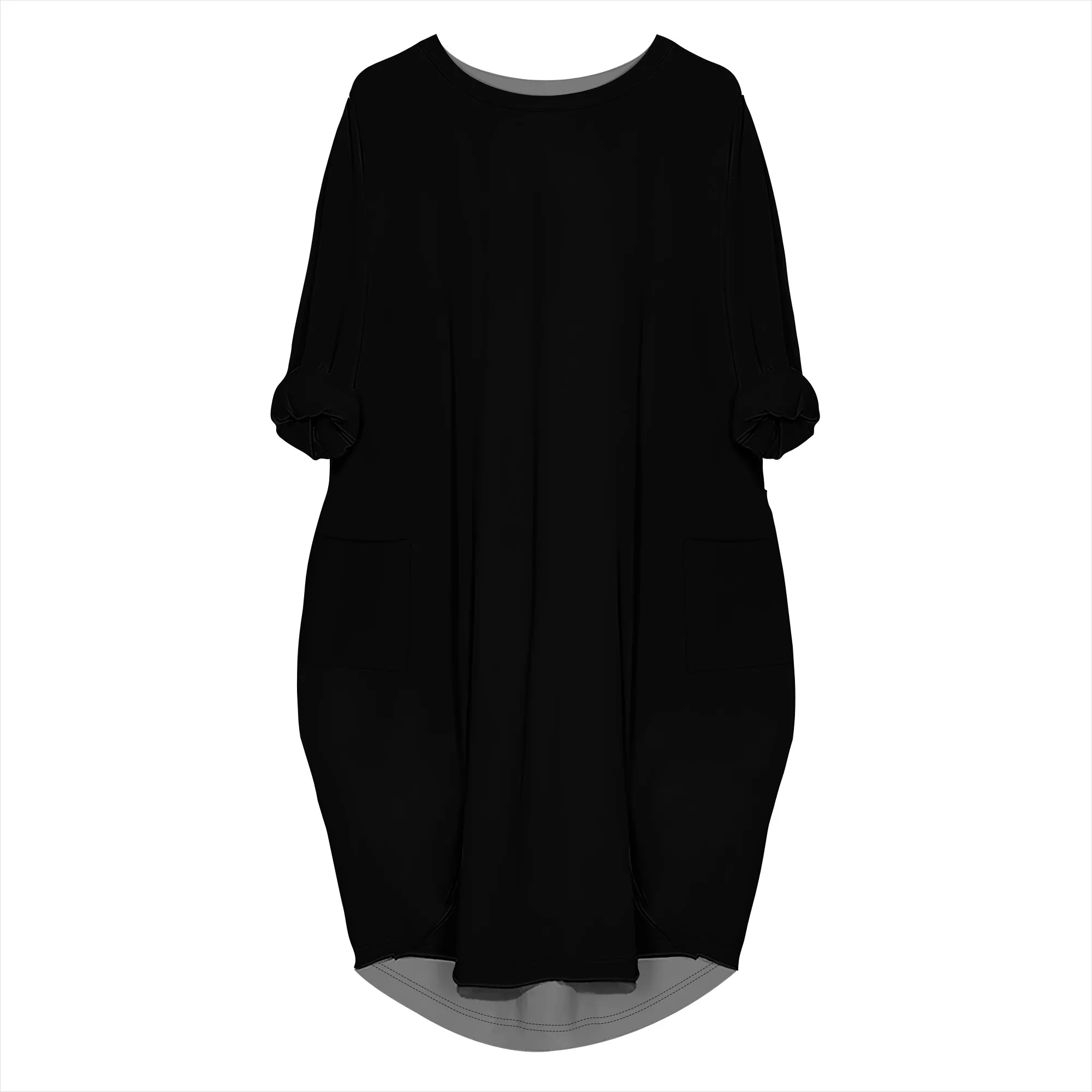 Robe t-shirt surdimensionnée à manches longues pour femmes, décontractée, courbe, colorée, couleur unie, col rond avec poches, robes sweat-shirt fluides