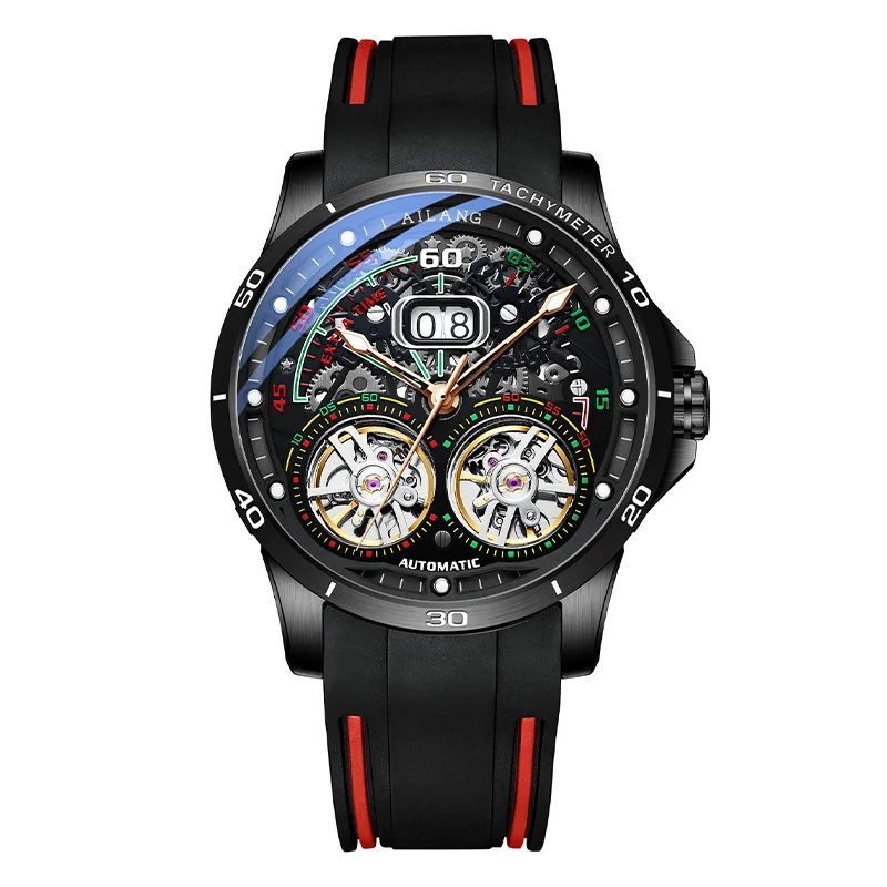 AILANG Men's Watches 2026 New Top Luxury Mechanical Watch Men Red Chronograph Sapphire Crystal Wristwatch Men