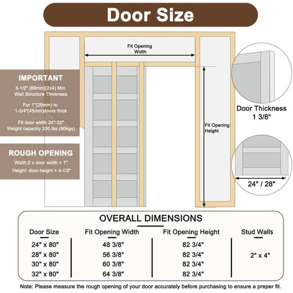 Interior Door, 30" X 80" Full Frosted Glass Door Slab & Door Frame & Hardware & Soft Close, Interior Sliding Door