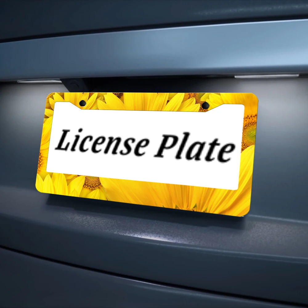 عباد الشمس الأصفر - ألومنيوم مطبوع 2 - إطار لوحة ترخيص مع مجموعة براغي: مبتكرة، ممتعة، هدية تزيين السيارة، 6 × 12 بوصة #5