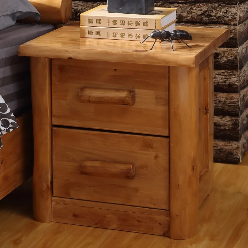 Cedar Log Pure Solid Wood Double-Drawer Original Ecological Bedside Table Bed & Breakfast Locker Inn Personality