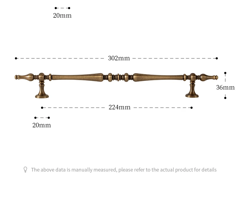 Antique brushed brass cupboard pull and furniture knob — supplier illustration 22