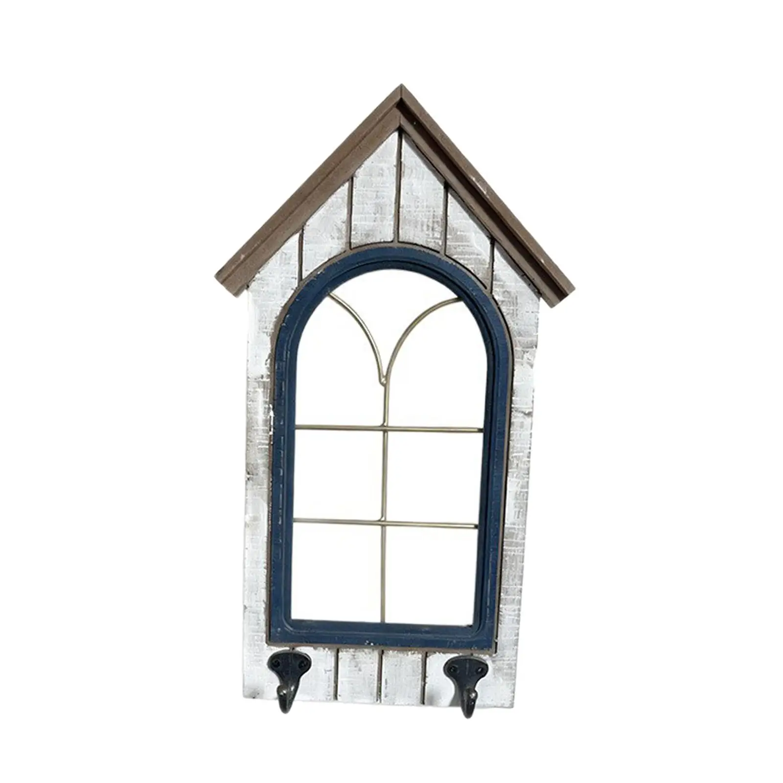 Rustic Window Frame Wall Decor Versatile Ornament Easy to Install Fake Window Pane for Patio Farmhouse Courtyard Yard Decoration