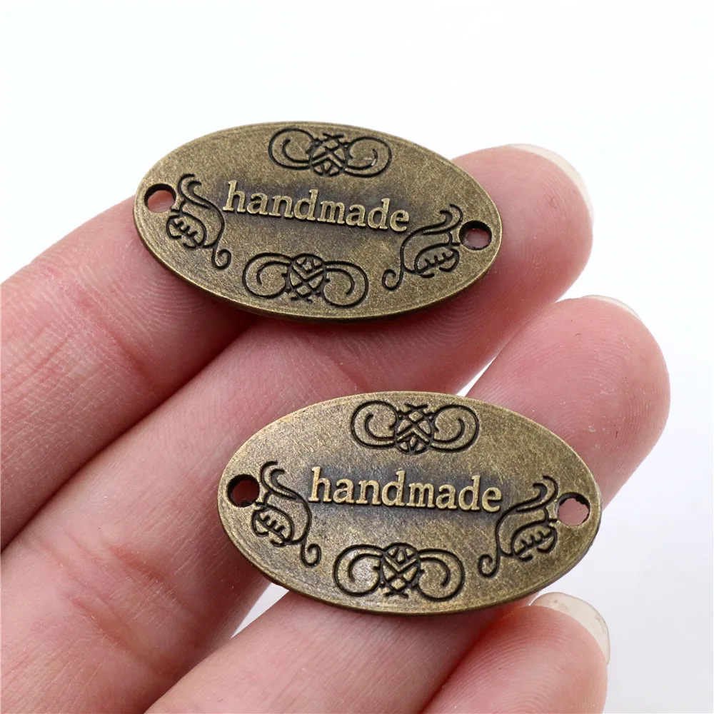 31x19mm 10pcs Antique Bronze Silver Plated Handmade Word In Oval Style Handmade Charms Pendant:DIY for bracelet necklace