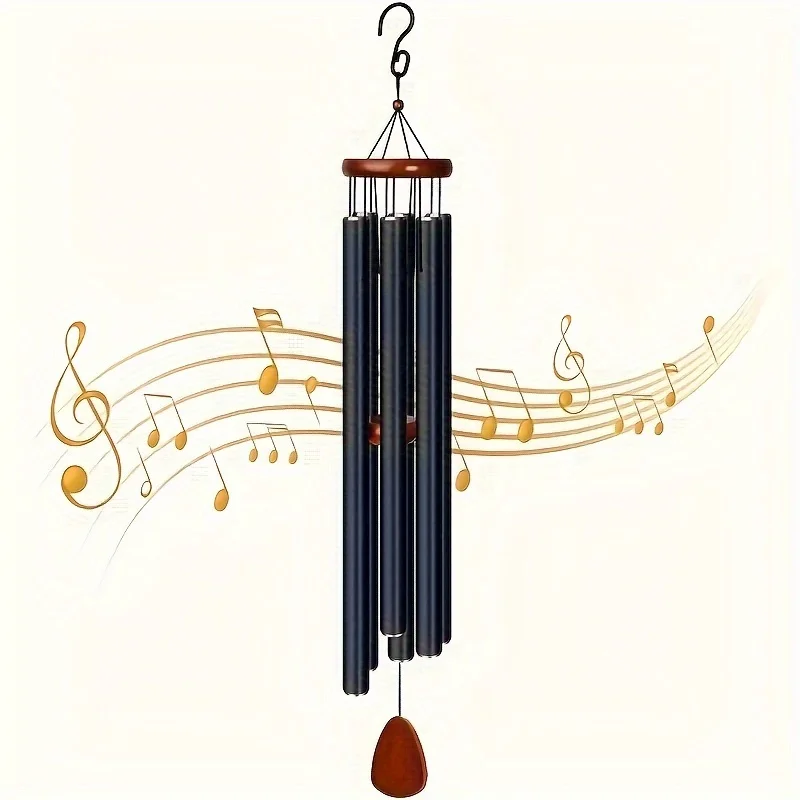 1pc, 26 Inch Dark Toned Aluminum Wind Chime-a Soothing Outdoor Decoration for Porch And Garden,Weather Resistant, Easy to Hang