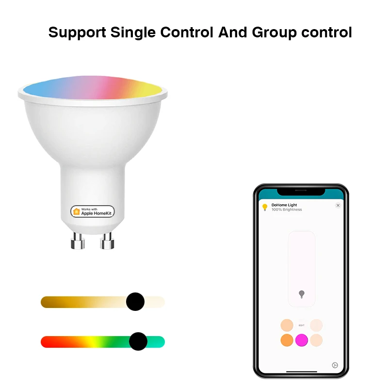 MFI Certified Scan Home Kit QR Connect WiFi Smart LED Spotlight RGB dimmerabile 5W Light Apple Siri Alexa Google Voice Control