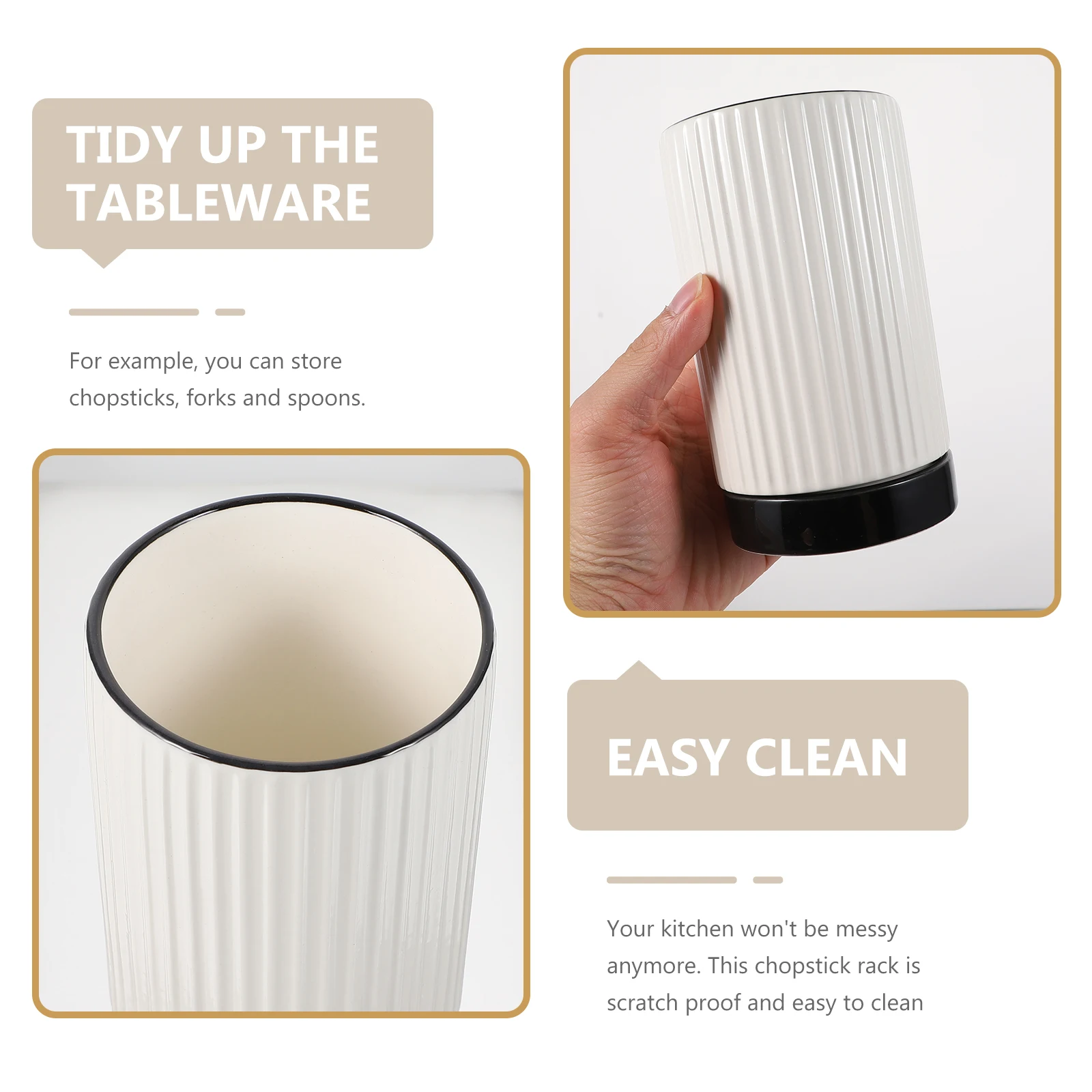 

Ceramic Chopstick Holder Multipurpose Utensil Caddy White Microwave Dishwasher Safe Eco Friendly Material Utensil Holder