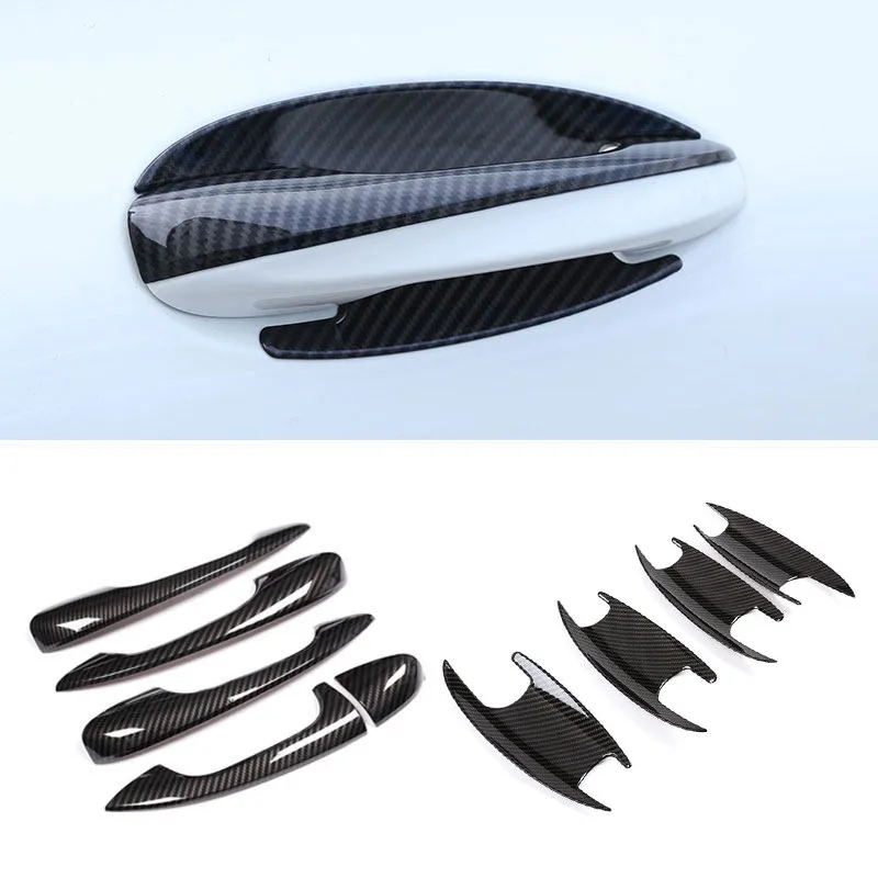 For Mercedes Benz C E GLC Class W205 W213 X253 2017 2018 ABS Car Exterior Door Handle Pull Doors Bowl Cover Trim Carbon Texture