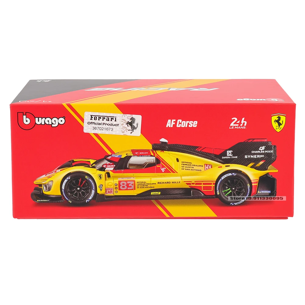 Bburago 1:43 Le Mans Ferrari 499P 2024 488 250 512 véhicule de luxe en alliage moulé sous pression voitures de traction modèle jouet Collection cadeau