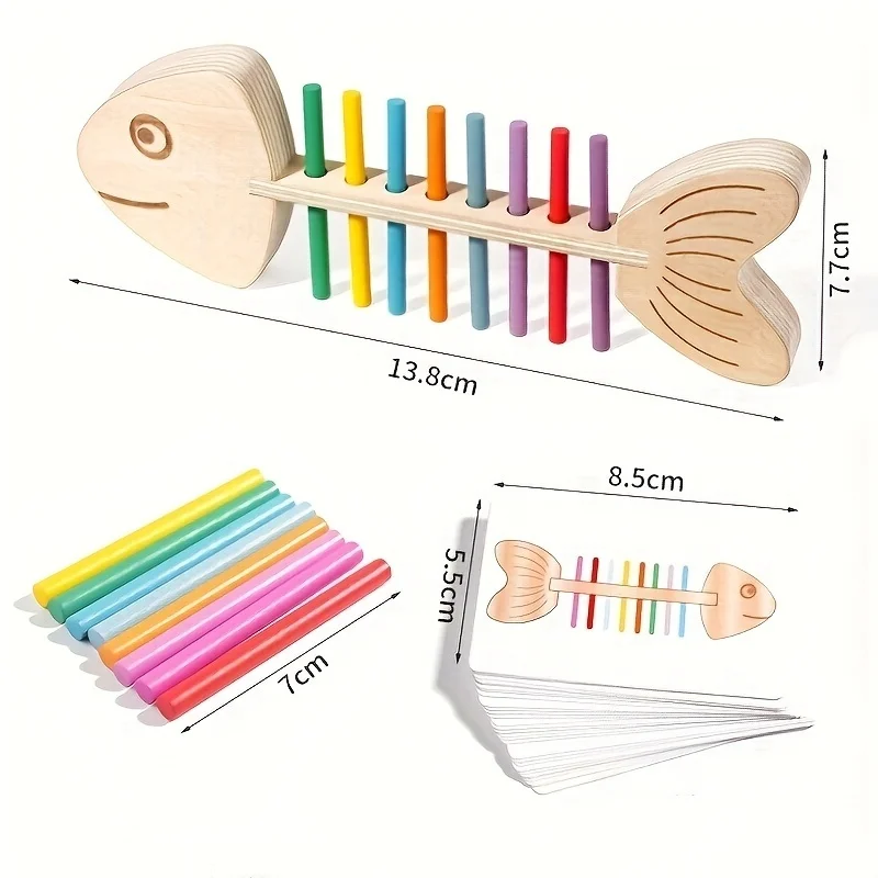 Montessori Puzzle di abbinamento dell'osso di pesce Giocattolo Classificazione dei colori e gioco di abbinamento sensoriale Giocattolo regalo per la crescita dei bambini