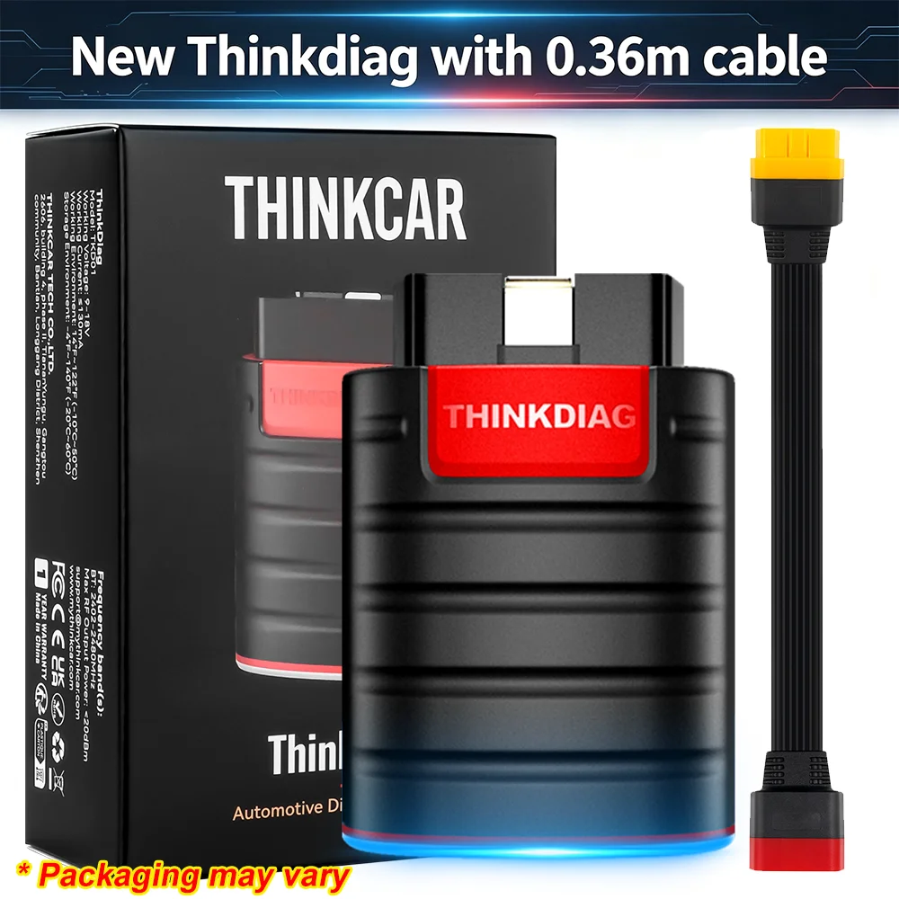 [inkl. 0,36 m Verlängerungskabel] Thinkcar Thinkdiag – OBD-Scanner mit Online-ECU-Codierung, aktiven Tests, 15 Service-Reset-Funktionen & TPMS/FCA-Unterstützung (Diagnosegerät mit deutscher