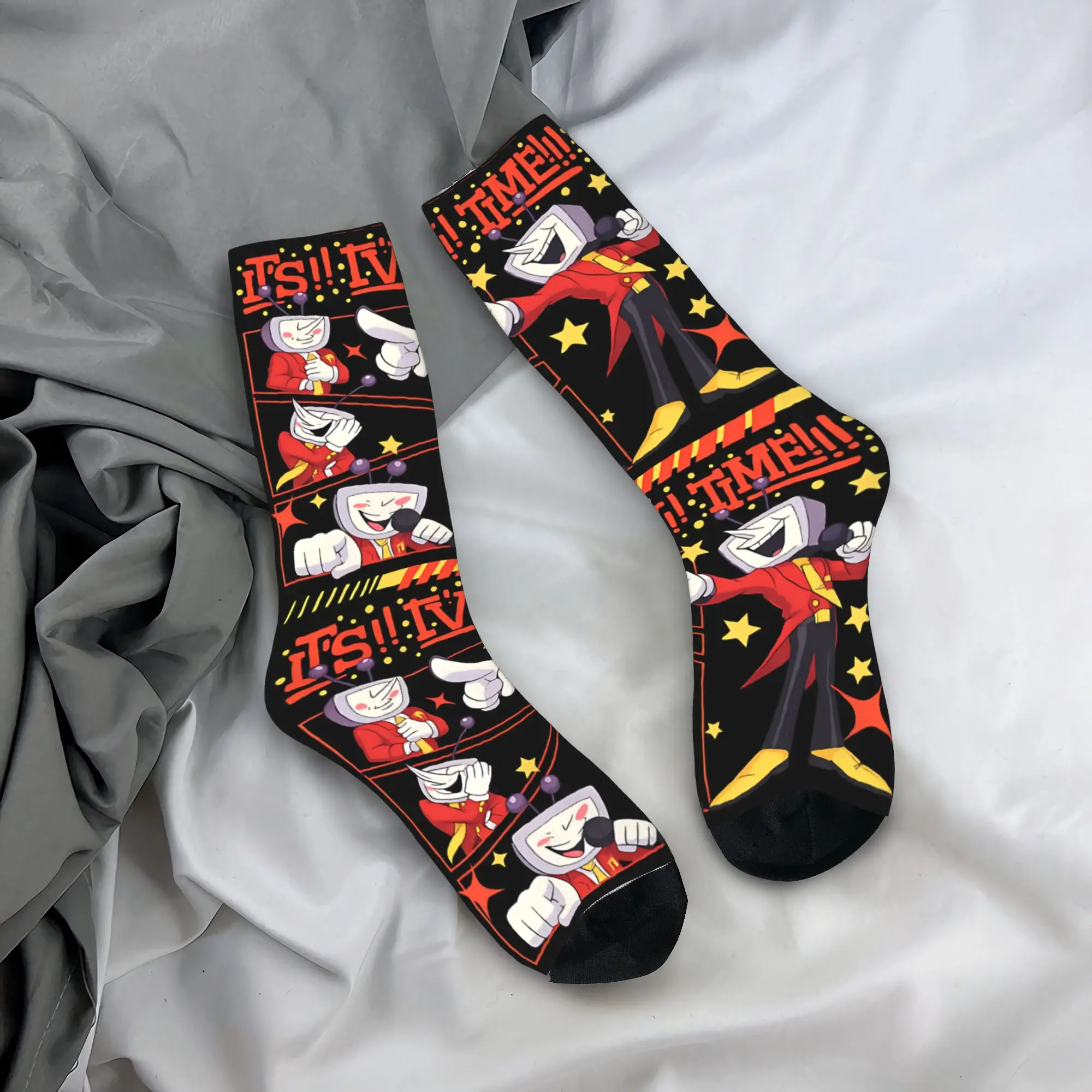 Tenna Deltarune Game, It’s TV Time MemeTenna Video Game Stockings Men's Soft Socks Autumn Running Sports Anti Sweat Socks