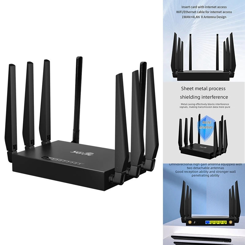 Router Wifi di grado industriale 5G 1200Mbps 5G CPE staccabile 8 Antenna sblocca Modem rete a banda larga portatile WAN spina europea durevole