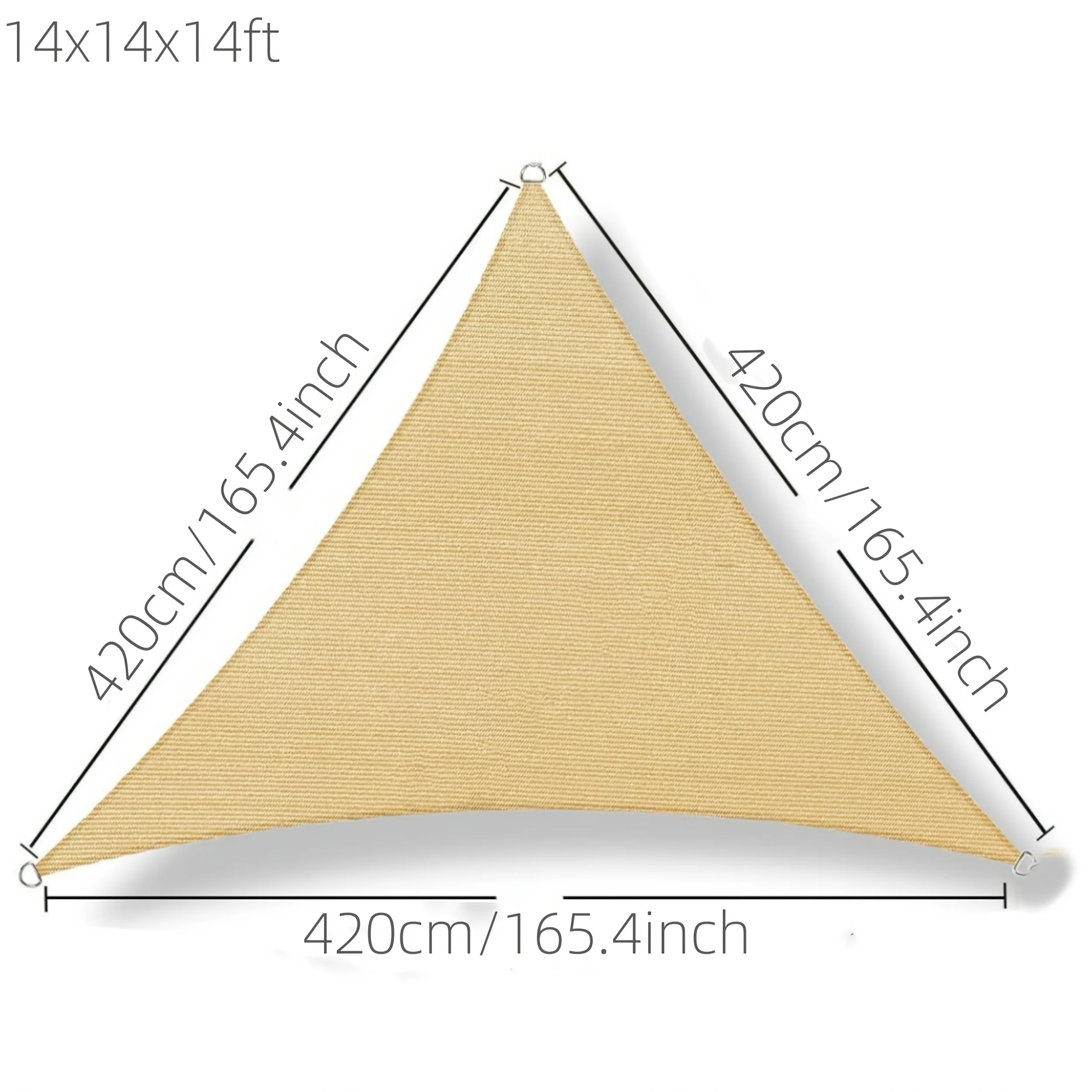 14'x14'x14' Sun Shade Sail Triangle ,  Protection Breathable Sail, Outdoor Patio Garden Yard Deck Pergola