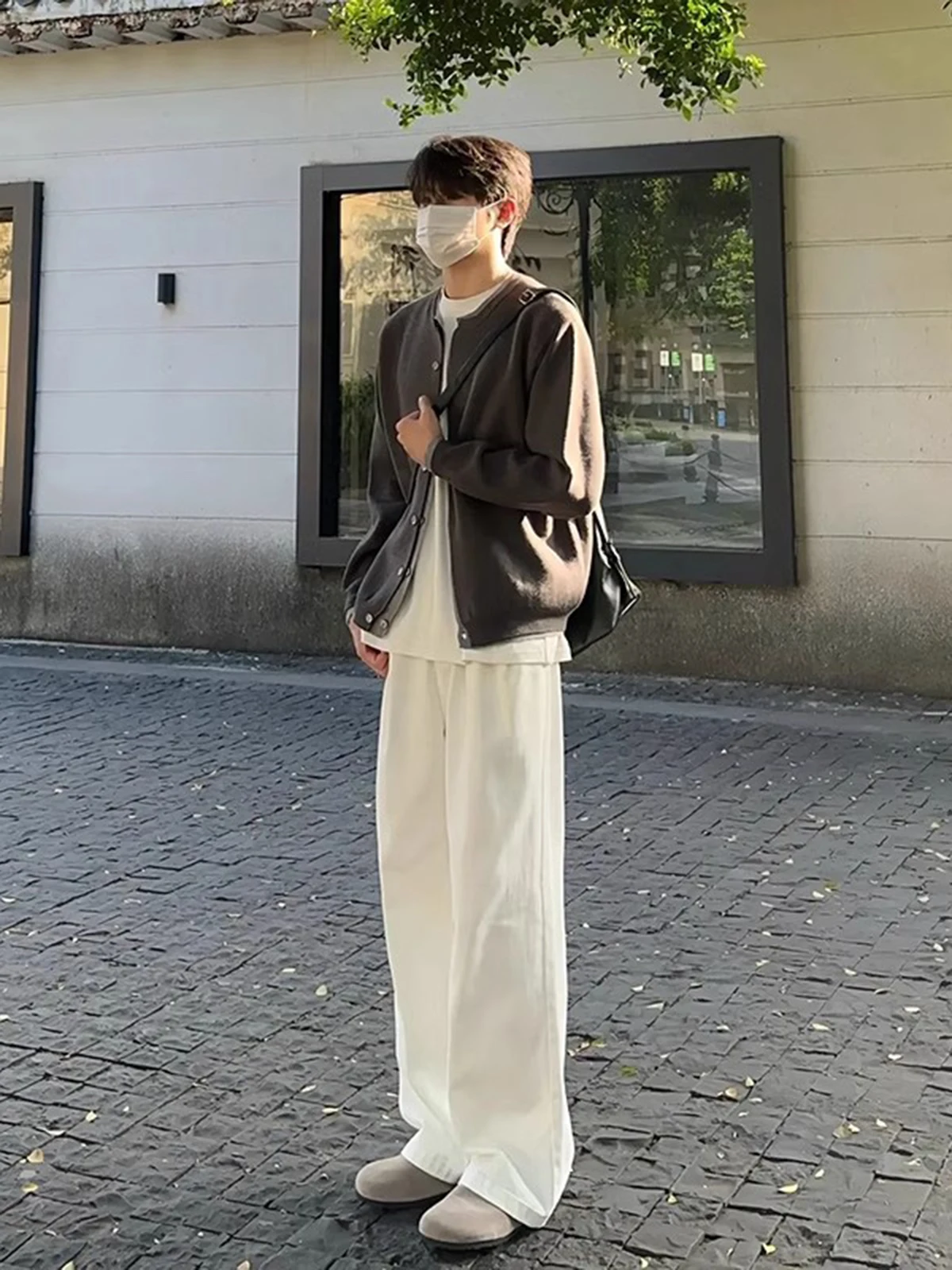 

Loose Fit Straight Leg Jeans Men Summer CleanFit Slimming White Casual Loose Wide Leg Pants Youthful Trendy Polyester Fiber