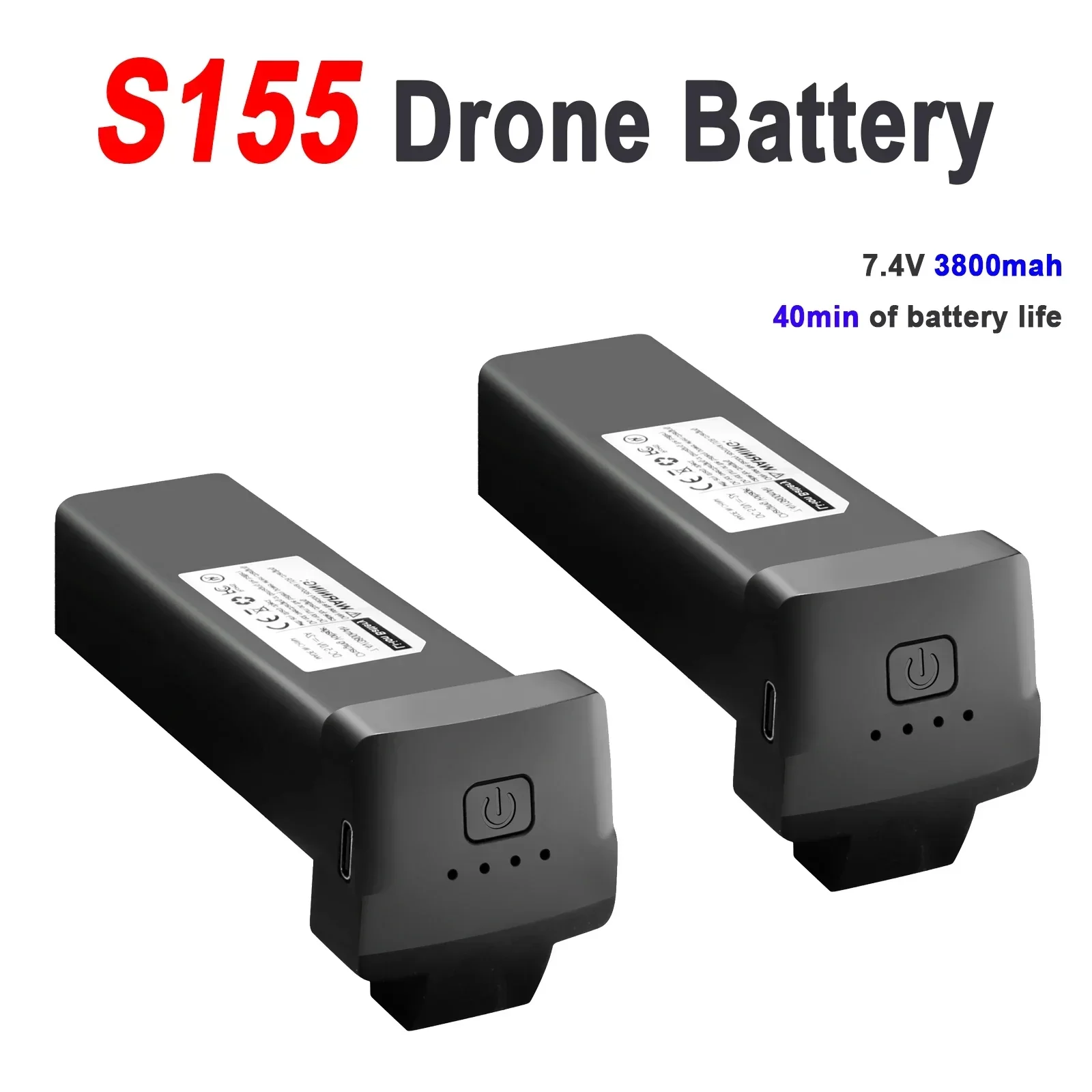 S155 7.4V 3800mAh High Performance Li-ion Battery, Safe Stable Discharge Long Flight Replacement Spare Part