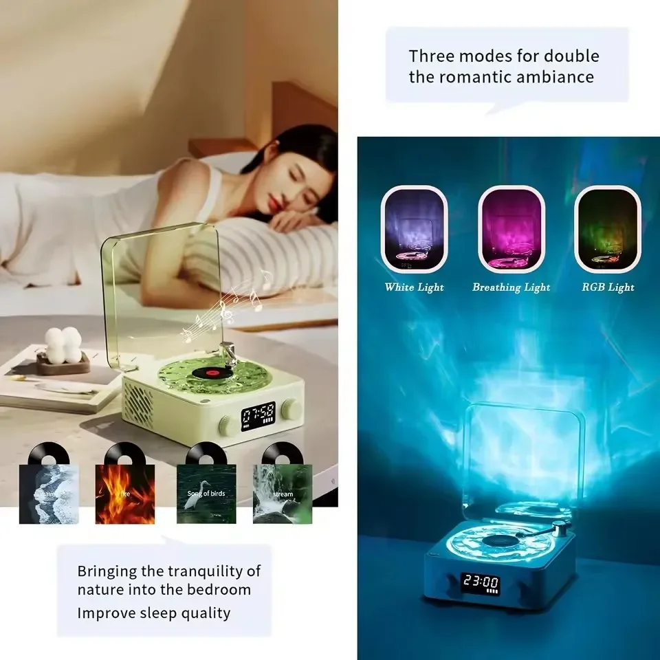 Bluetoothワイヤレススピーカー,オルゴール,誕生日パーティーの装飾,銀河プロジェクター,LEDライト,ポータブル,ヴィンテージ,睡眠サブウーファー,ラム