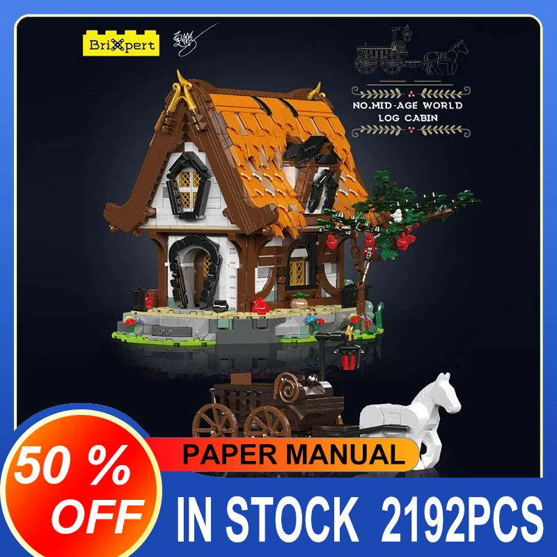 

Mould King 16054 Midage World Log Cabin Building Set Medieval Castle Series Construction Model Collection Toy Gift for Kids